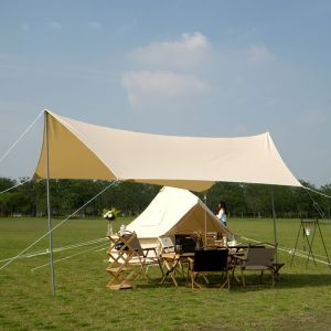 210T Polyester Iron Pipe Family Summer Beach Canopy Sun Shelter With Wind Rope