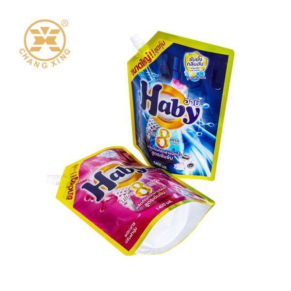 Quality Custom Printed Liquid Bag Plastic Detergent Packaging Bag Stand Up Pouch With Corner Spout wholesale