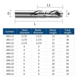 Manufacturer Hot Sales Cabide End Mill 2Flute Spiral up and Down Cut CNC Bit