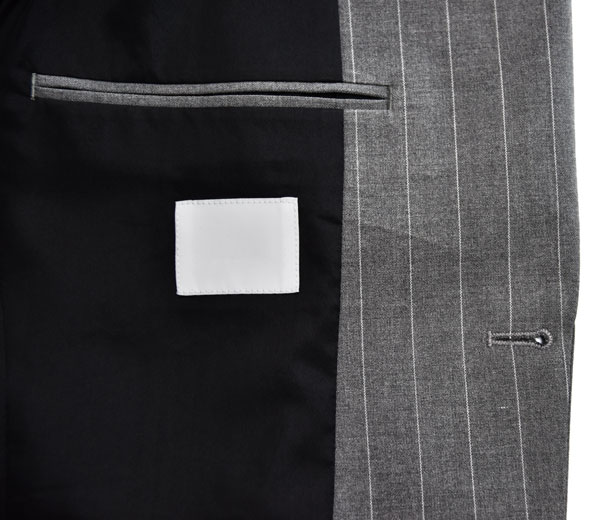 Mens 2 Piece Suit For Men Grey Stripe , Custom Made Tailored Suits Woven Fabric