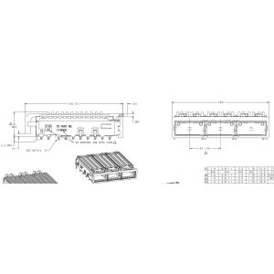 TE 2057042-6 QSFP+ 1x3 Cage Assembly with Heat Sink Included Lightpipe 14 Gb/s