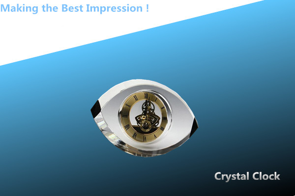 Quality "eye" crystal clock/glass eye shapedclock/eye-shaped clock/crystal clock/clock wholesale
