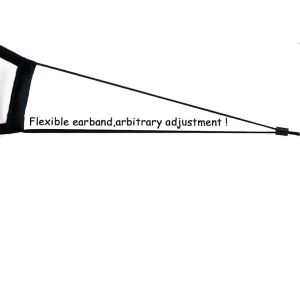 Black 12cm length 5mm flat adjustable elastic band with buckle earloop cord for