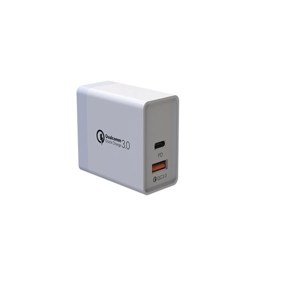 White USB C PD Chargers Foldable Portable 18W QC3.0 Wall Charger For Mobile