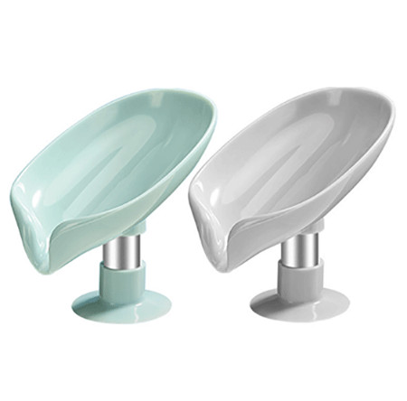 Quality Soap Dish Holder Leaf Shape Soap Tray with Self Draining and Suction Cup for Shower wholesale