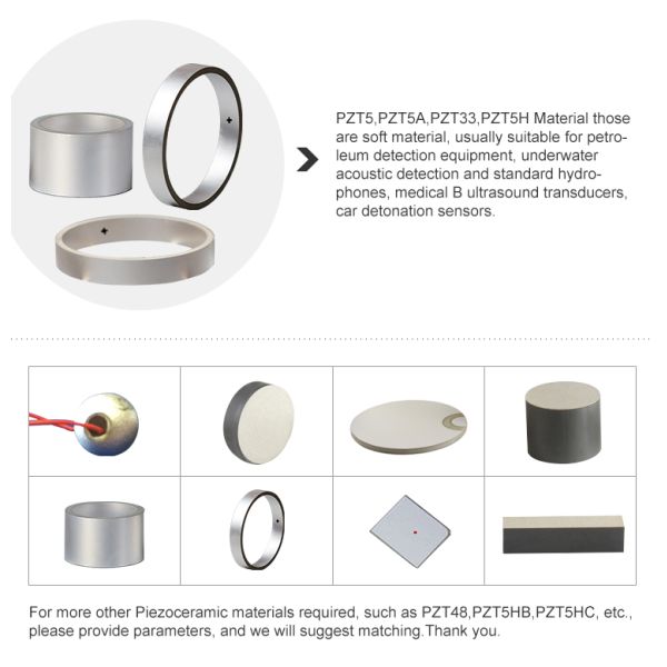 Various Shape Vibration Piezoelectric Ceramic Materials Pzt8