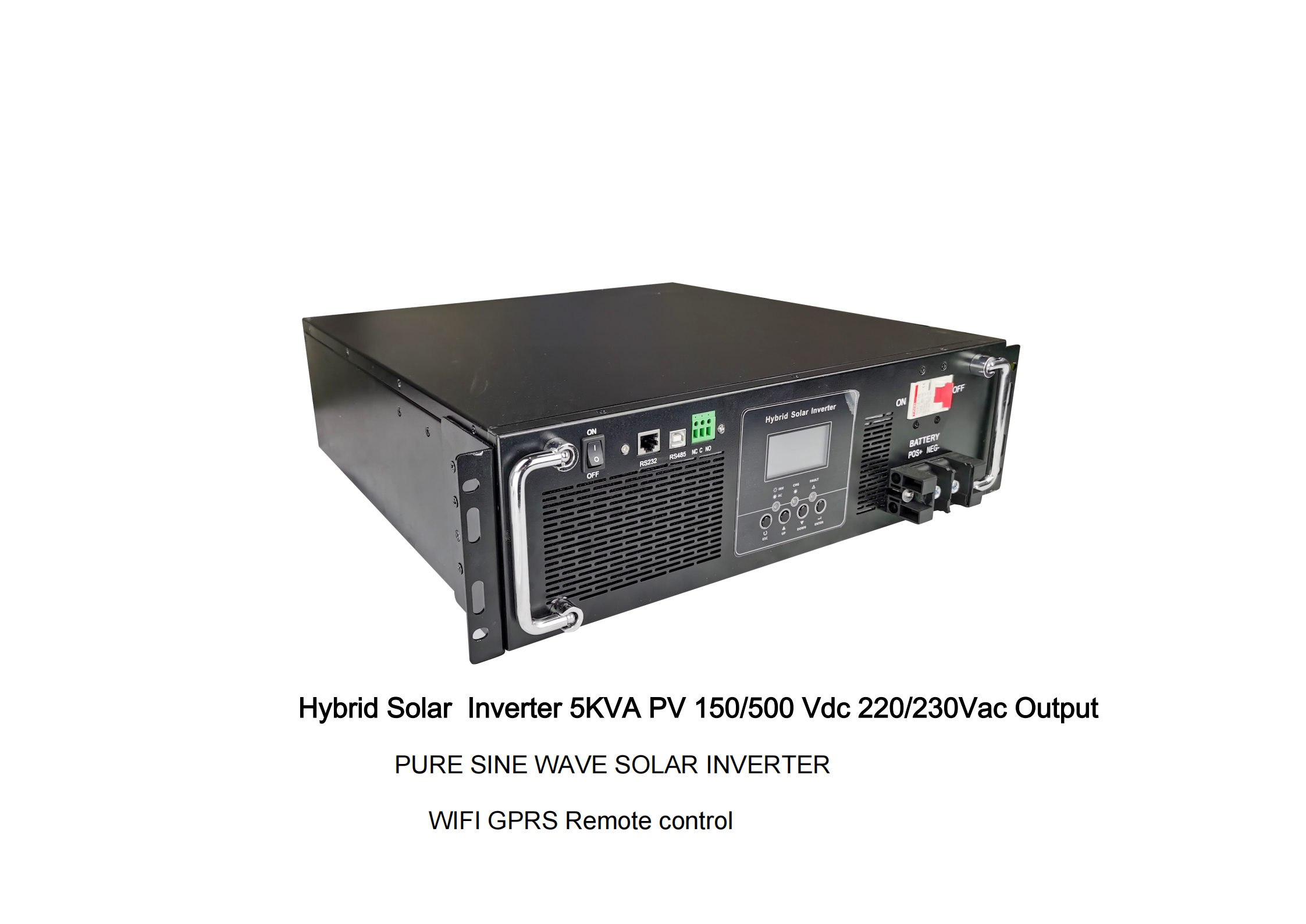 Rack Mount Pure Sine Ware Hybrid Solar Inverter 5KW PV 150/500Vdc 220/230Vac Output Wifi GPRS For BTS