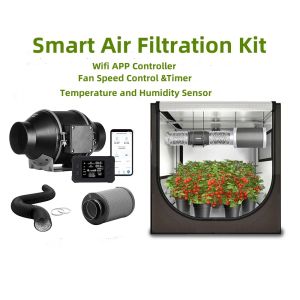 2X2 Smart Grow Box Complete Set 60x60cm 600D 1680D Grow Tent With LED Lamp Wifi