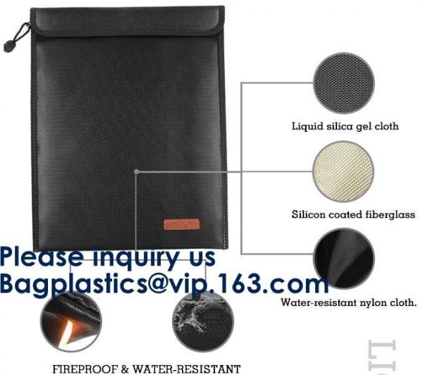 waterproof and fireproof resistant document bag,Lock Box Bag For Documents Money & Office Files Freproof Safe Bag with L