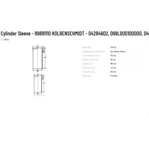 KS Cylinder Sleeve 89891110 KOLBENSCHMIDT 04284602 099LD00100000 04515121