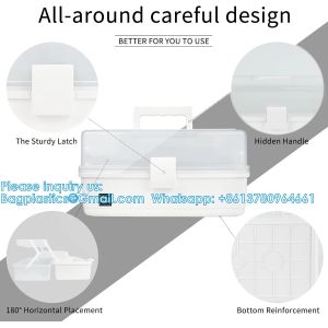 Craft Organizer Storage Box With 3 Layers, Multifunctional Plastic Tool Box With