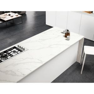 Cheap Prefab Quartz Slabs 126X63'' White Island Quartz Bathroom Countertops for sale