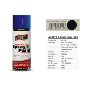 China AEROPAK Deep Blue Fast Dry High Spray Rate Aerosol Spray Paint for Cars and Metal on sale