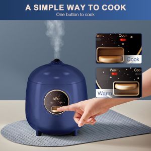 Mini Rice Cooker 2.5 Cups Uncooked, Healthy Ceramic Coating Portable Rice Cooker