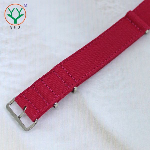 20mm Canvas Strap Watch Band , One Piece Nato Strap With Polish Hardware