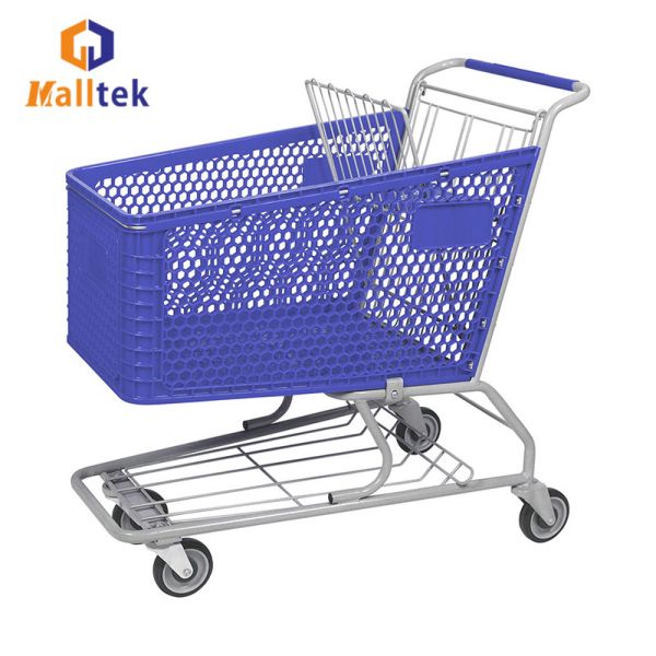 Quality Customizable Half Plastic Shopping Trolley Cart In Powder Coating For Steels And Plastic wholesale