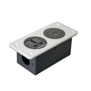 2018 New Aluminum Panel Socket with Universal power and USB charger for table