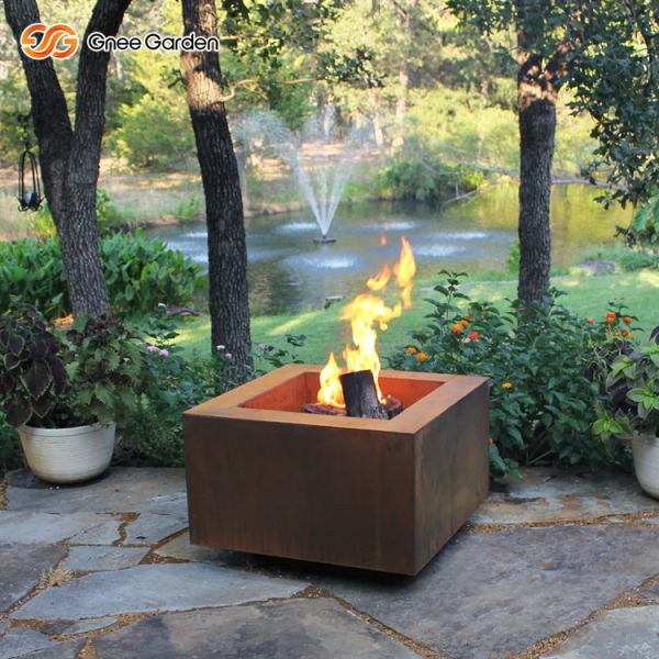 OEM ODM Custom Outdoor Decorate Square Corten Steel Fire Pit