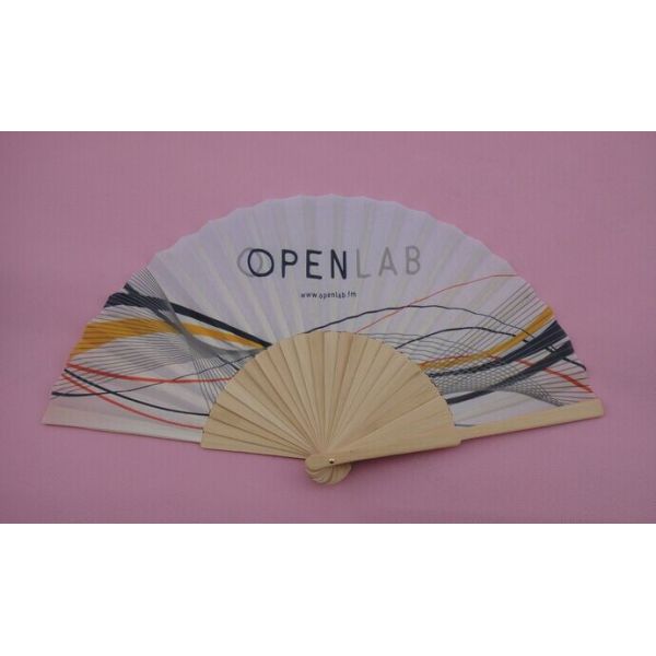 Quality 23cm Wooden Hand Held Custom Printed Folding Fans For Promotion Or Decoration wholesale
