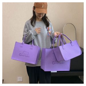 Commuting Simple Style Felt Shopping Handbag with Custom logo and Color Custom Felt Shoulder Bag Simple Large Capacity Felt Tote Bag Wholesale Felt Cloth Bag Custom With Logo