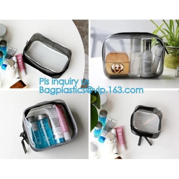 Promotion reusable clear printed transparent zipping storage cosmetic toiletry