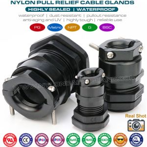 China IP68 Nylon Plastic Black PG Cable Glands PG9-PG48 with Traction Relief (Strain Relief / Pull Relief) on sale