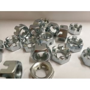M14*1.5 Hex Thin Castle Nuts(DIN937),Zinc Plated Steel Surface,11mm Height,19mm