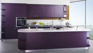 China Purple colour matt lacquer kitchen cabinet,Modern kitchen design on sale