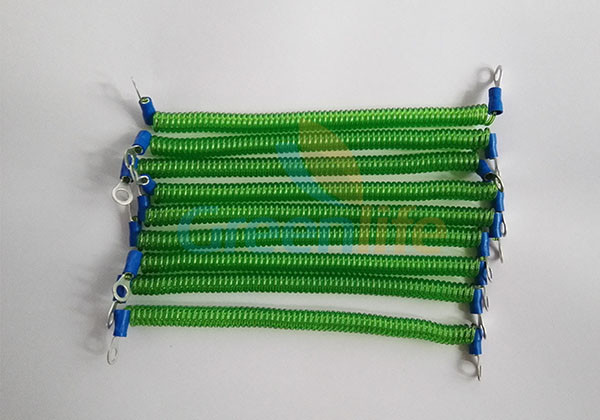 Customized 15CM Length Green Steel Wire Safe Spring Coiled Strap Strings w/2pcs