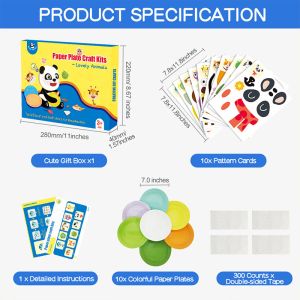 Handmade Giftbox STEM Toy Foam Paper Plate Craft Kits 10 Animals for Toddlers