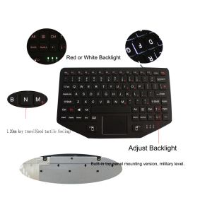 Ruggedized Industrial Keyboard With Touchpad Backlight Panel Mount