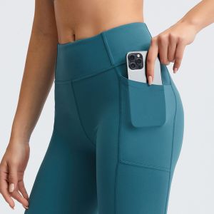 Sealed High Waist Gym 220gsm Active Yoga Shorts With Drop In Side Phone Pockets