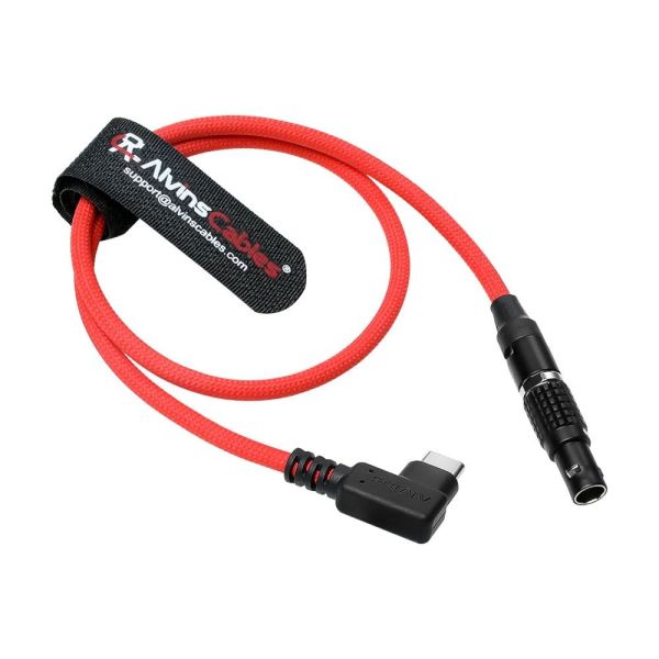 Quality Alvin's Cables Braided Power Cable for Tilta|Z-CAM|Teradek|SmallHD|Blackmagic Pyxis, Right Angle USB-C Type-C to 0B 2 Pin Male Black-Plated 12V Fast Charging Power Cable 45cm|17.7inches, Red wholesale