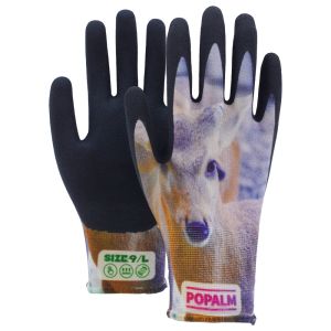 Popalm Unisex Animal Print Garden Gloves 15gauge Latex Palm Coated Work Gloves