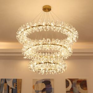 China Modern LED Luxury Crystal Chandelier Rings Flower Crystal Chandelier(WH-NC-82） on sale