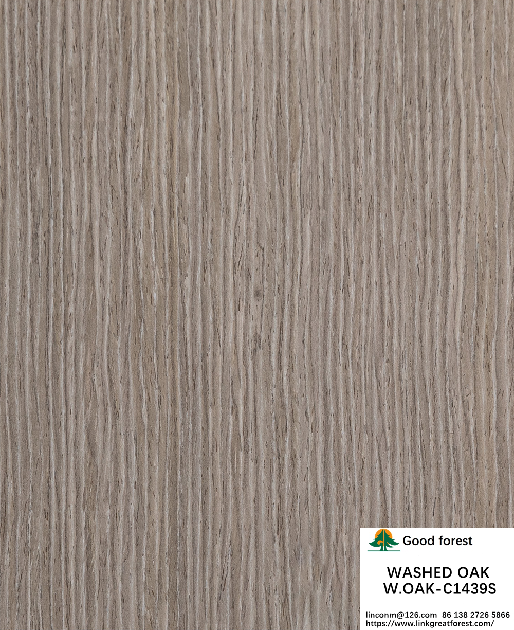 Reconstituted Washed Oak Wood Veneer Slice Cut Technics Vertical Grain Standard Size 2500*640mm Indoor Decorative Board W.OAK-1439S / 1580S / 1591S