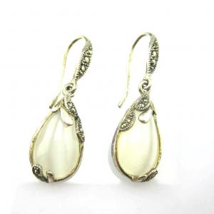 Cheap Retro Jewelry Thailand Silver with Marcasite and White Opal Earrings (JA1750WHITE) for sale