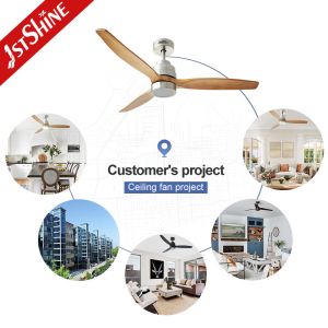 52in solid wood Remote Control Smart App Control Wifi led Ceiling Fan With Light