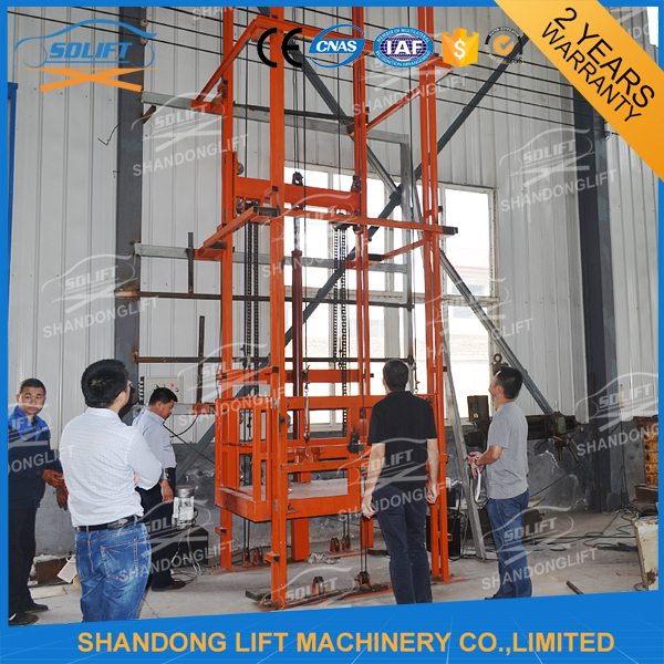 1T 12m CE Approved Vertical Guide Rail Elevators Hydraulic Warehouse Cargo Lift