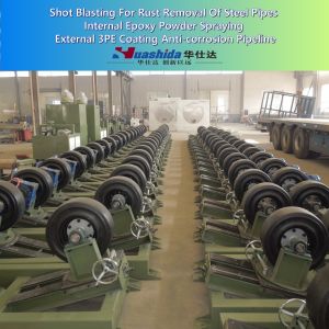 Shot Blasting for Rust Removal Steel Pipes Internal Epoxy Powder Spraying and