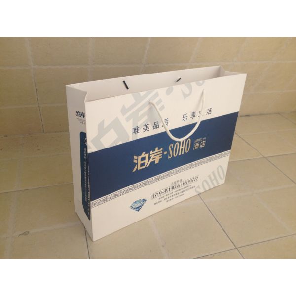 Quality Flowery Kraft Paper Customized Paper Bags With Ribbon Handle wholesale