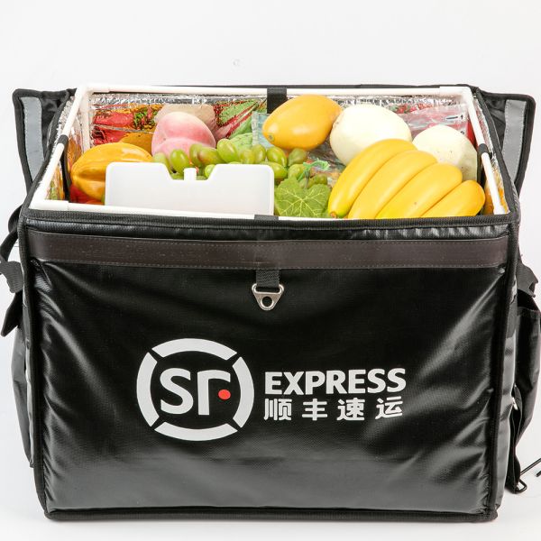 Insulated Food Carrier Bag For Shipping Frozen Food Black Large Takeaway