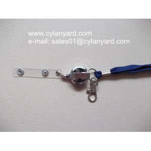 Id badge neckstrap with epoxy dome retractable pull reel,