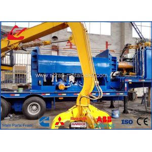 86kW Scrap Car Logger Baler , Mobile Baler Metal Baling Press With Tailer And
