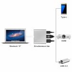 Aluminum 3 in 1 USB C Hub Adapter to 4K USB 3.0 Thunderbolt 3 Port Type C Hub