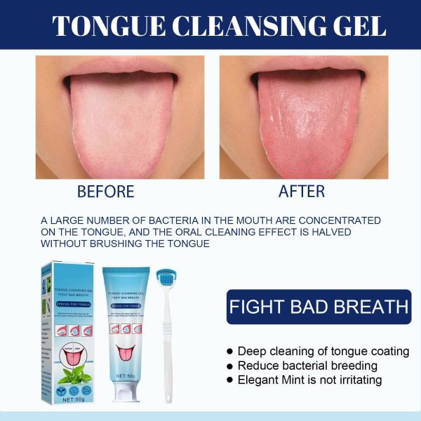 Custom Brand Tongue Cleaning Kit Gel And Tongue Brush For All Age