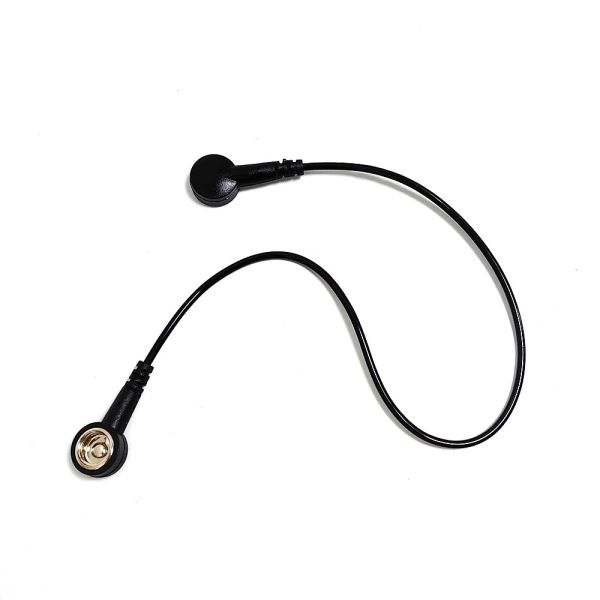 Black 30cm ESD Grounding Cable Wire With Both Ends Button For Cleanroom