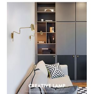 Adjustable Long-Arm retractable wall lamp Creative with switch Reading Bedside