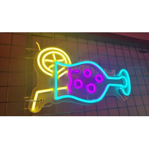 China Cocktail Mojito AC240V Neon Light Signs Hang Wall No Fragile Cuttable on sale