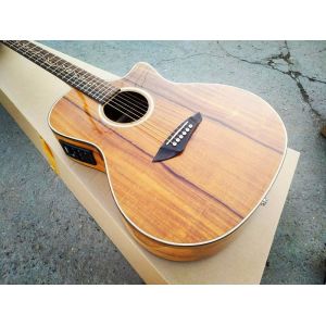 China Custom shop guitar simulator sound single cut AAA koa acoustic electric guitar nice folk guitar on sale